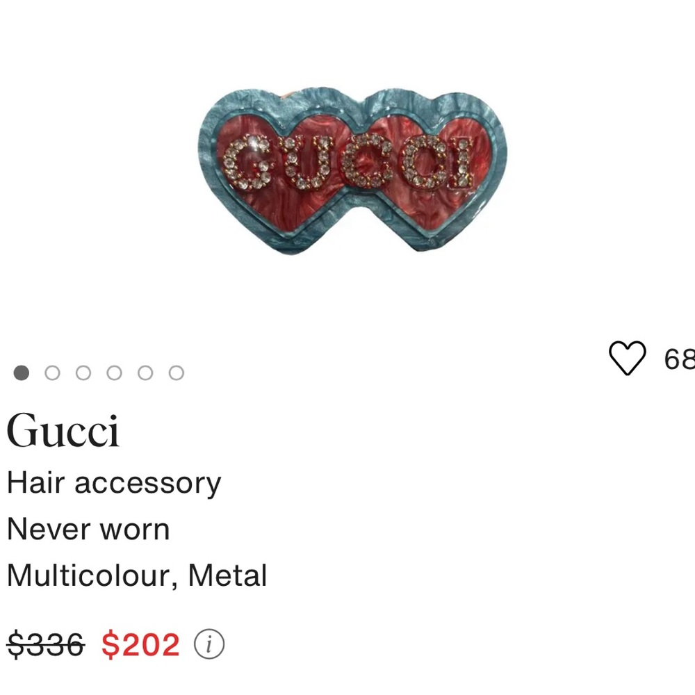 Gucci Blue and Red resin Heart Hair Accessory clip barrette